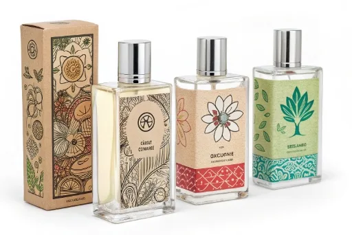 An assortment of eco-friendly and uniquely personalized perfume bottles