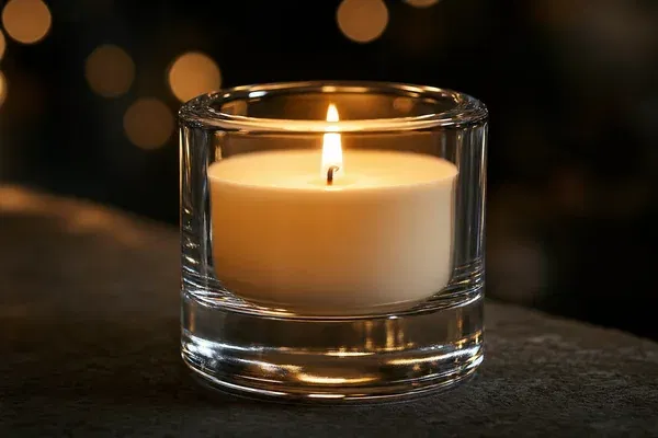 Close-up of a thick-walled glass candle jar demonstrating durability and quality