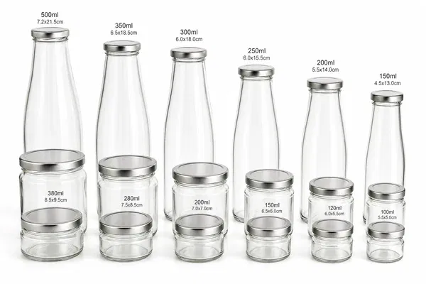 Rows of empty wholesale glass condiment bottles ready for filling