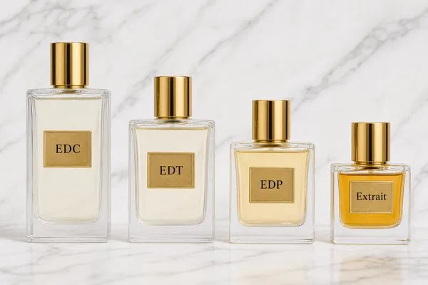 perfume bottle sizes by concentration EDC EDT EDP Extrait comparison chart