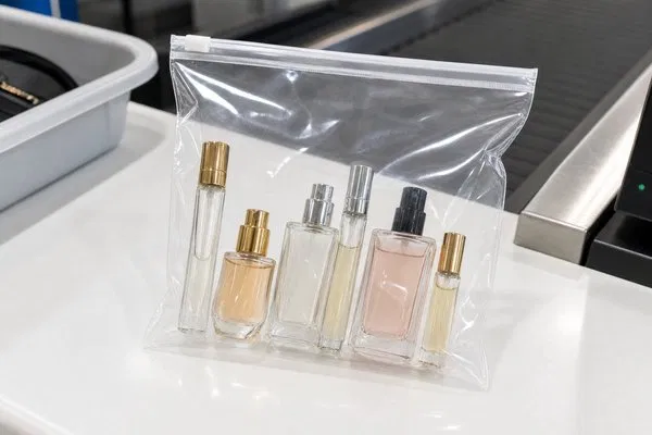 travel size perfume bottle TSA carry-on rules 100ml limit clear bag